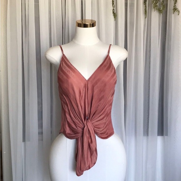 Boho Print Satin Front Tie Asymmetrical Flowy Top - Picture 1 of 8